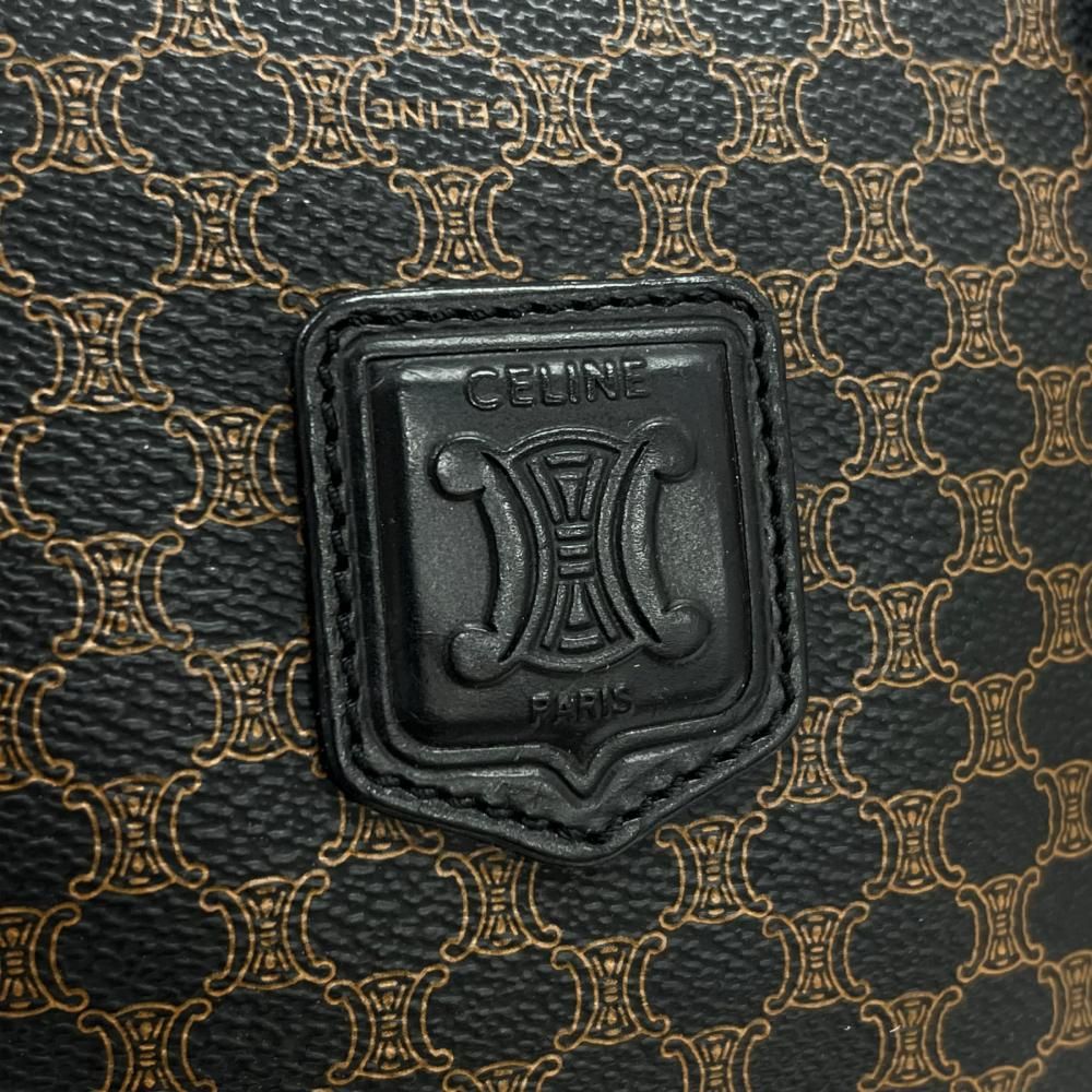 Celine Handbag Vintage Macadam Mini Boston Leather Black Brown Gold — view 6