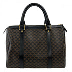 Celine Handbag Vintage Macadam Mini Boston Leather Black Brown Gold — view 2