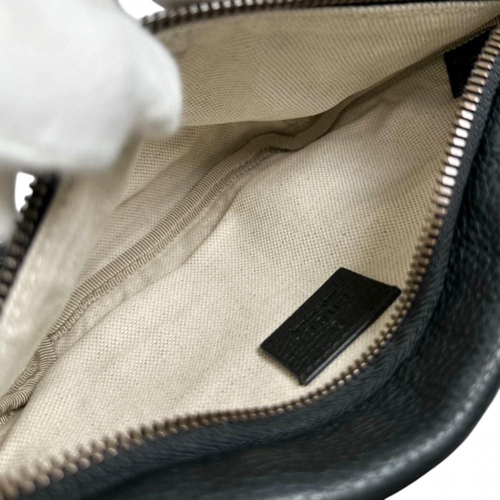 Gucci Belt Bag Sherry Line Logo Print Waist Pouch Crossbody Leather Black — view 4