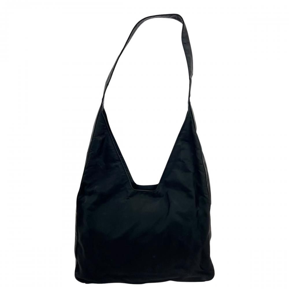 Prada Shoulder Bag Triangle Logo Nylon Black Silver — view 2
