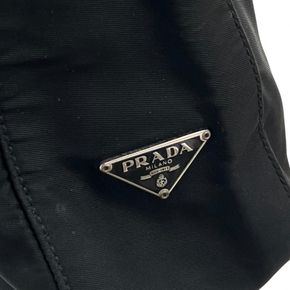 Prada Shoulder Bag Triangle Logo Nylon Black Silver — view 5