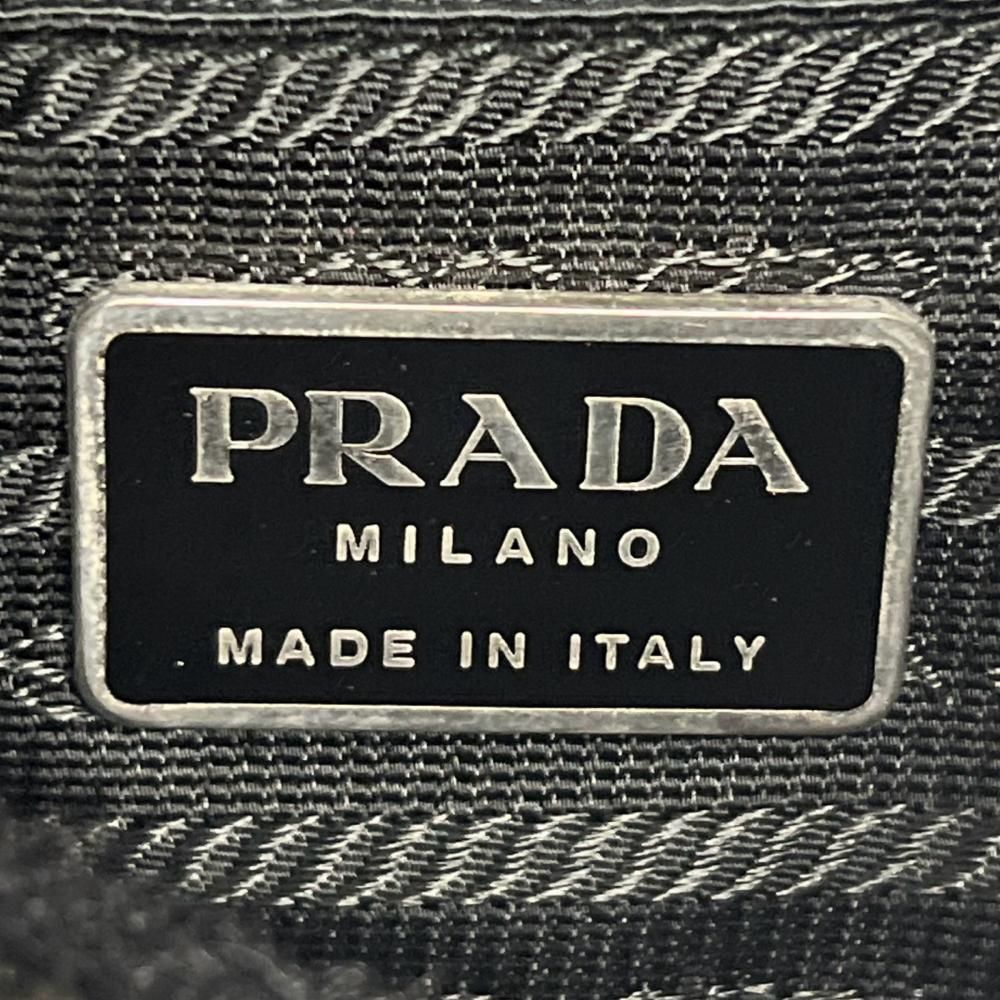 Prada Shoulder Bag Triangle Logo Nylon Black Silver — view 6