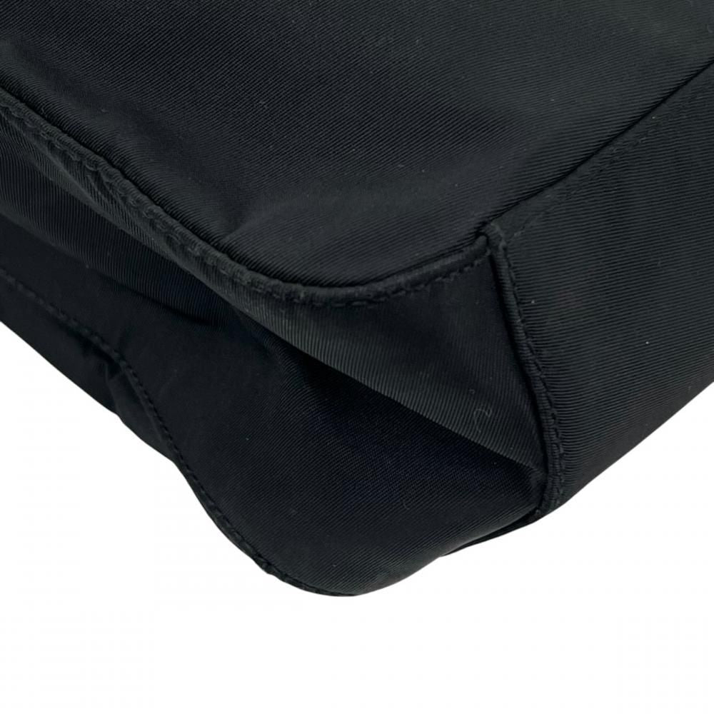 Prada Shoulder Bag Triangle Logo Nylon Black Silver — view 8