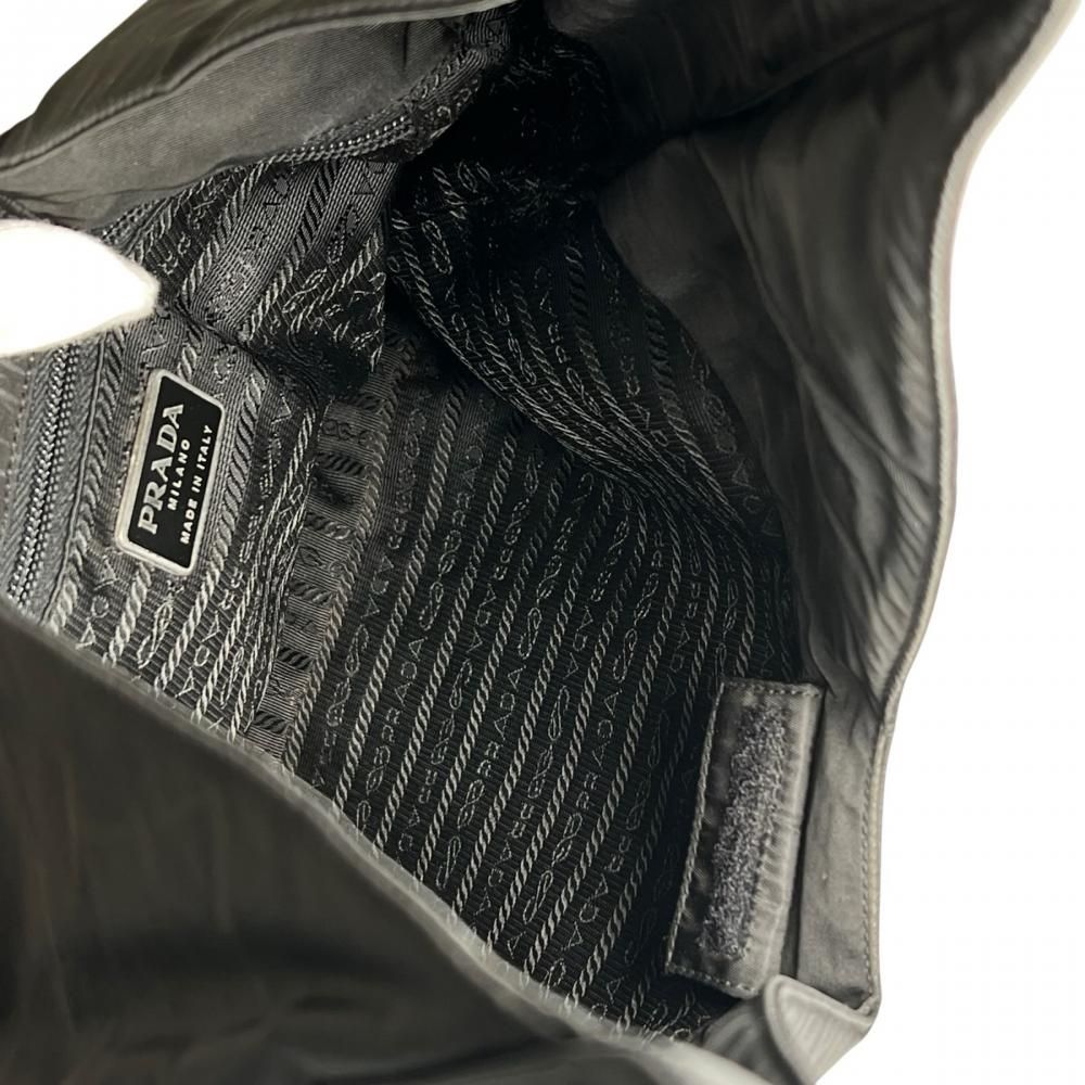 Prada Shoulder Bag Triangle Logo Nylon Black Silver — view 4