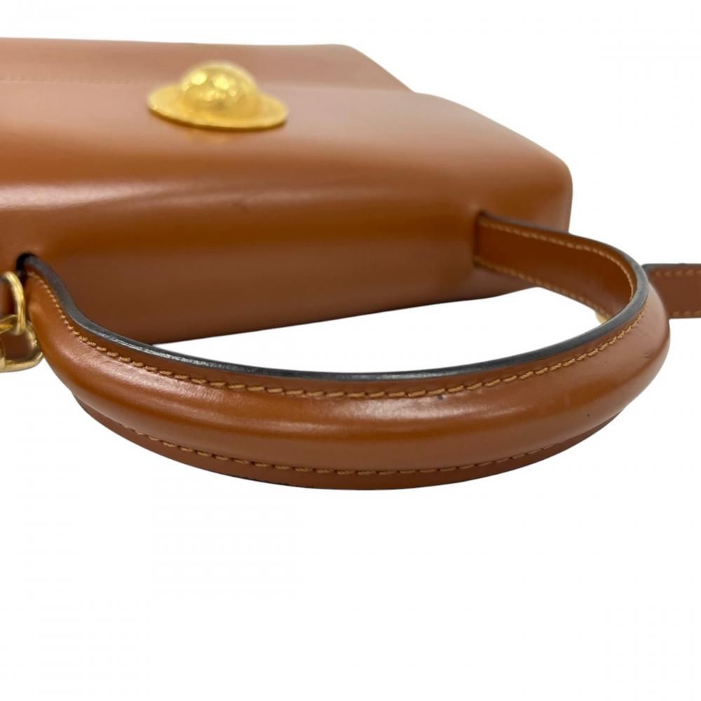 Celine 2-Way Vintage Shoulder Bag Leather Brown Gold — view 8
