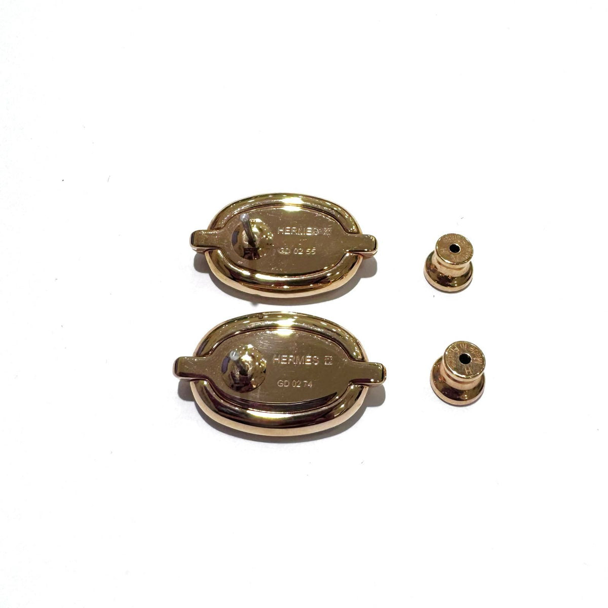 Hermes Mini Maillon Earrings Brown Glace Pggp — view 3
