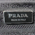 Prada Tote Bag Embossed Logo Mini Boston Shoulder Nylon Leather Black Silver — view 5