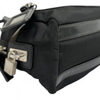 Prada Tote Bag Embossed Logo Mini Boston Shoulder Nylon Leather Black Silver — view 7