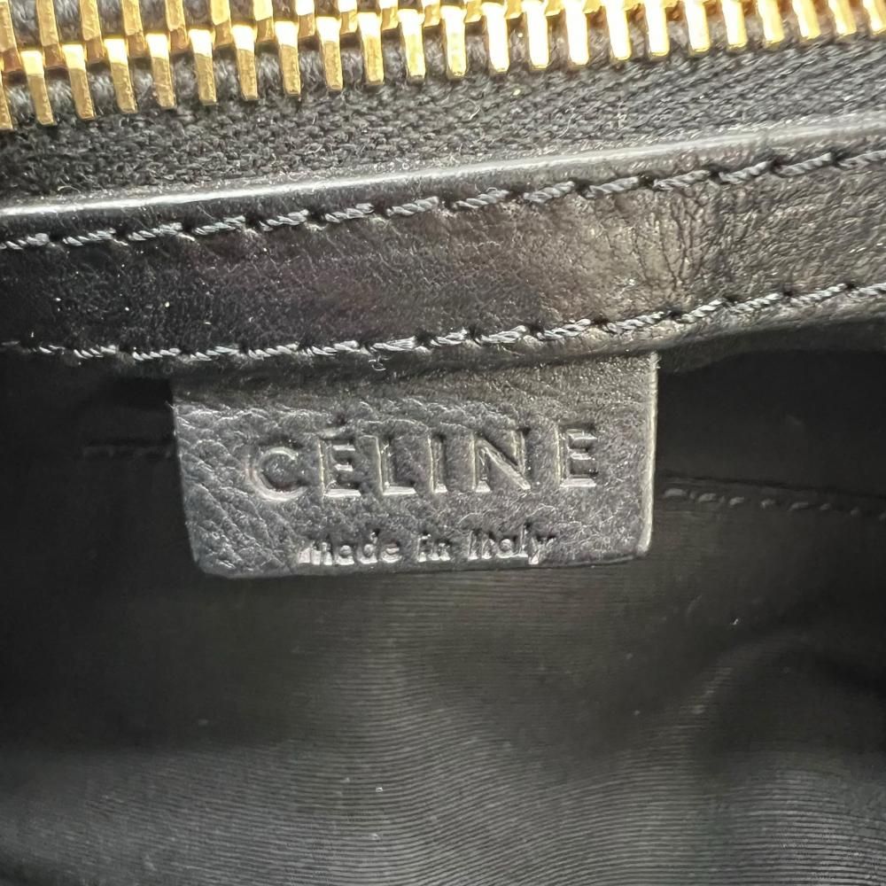 Celine Shoulder Bag Vintage Hobo Calfskin Black Gold — view 6