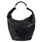Celine Shoulder Bag Vintage Hobo Calfskin Black Gold