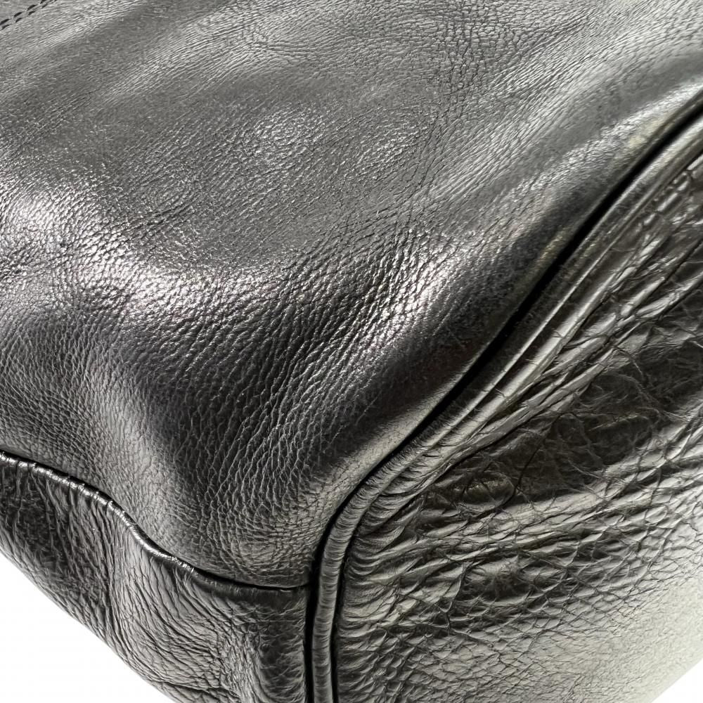 Celine Shoulder Bag Vintage Hobo Calfskin Black Gold — view 8