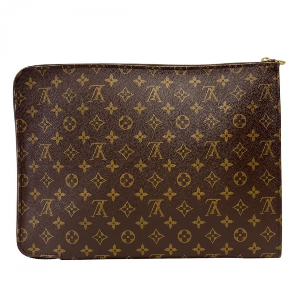 Louis Vuitton Clutch Monogram Poche Document Second Canvas Brown Gold — view 2