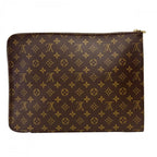 Louis Vuitton Clutch Monogram Poche Document Second Canvas Brown Gold — view 2