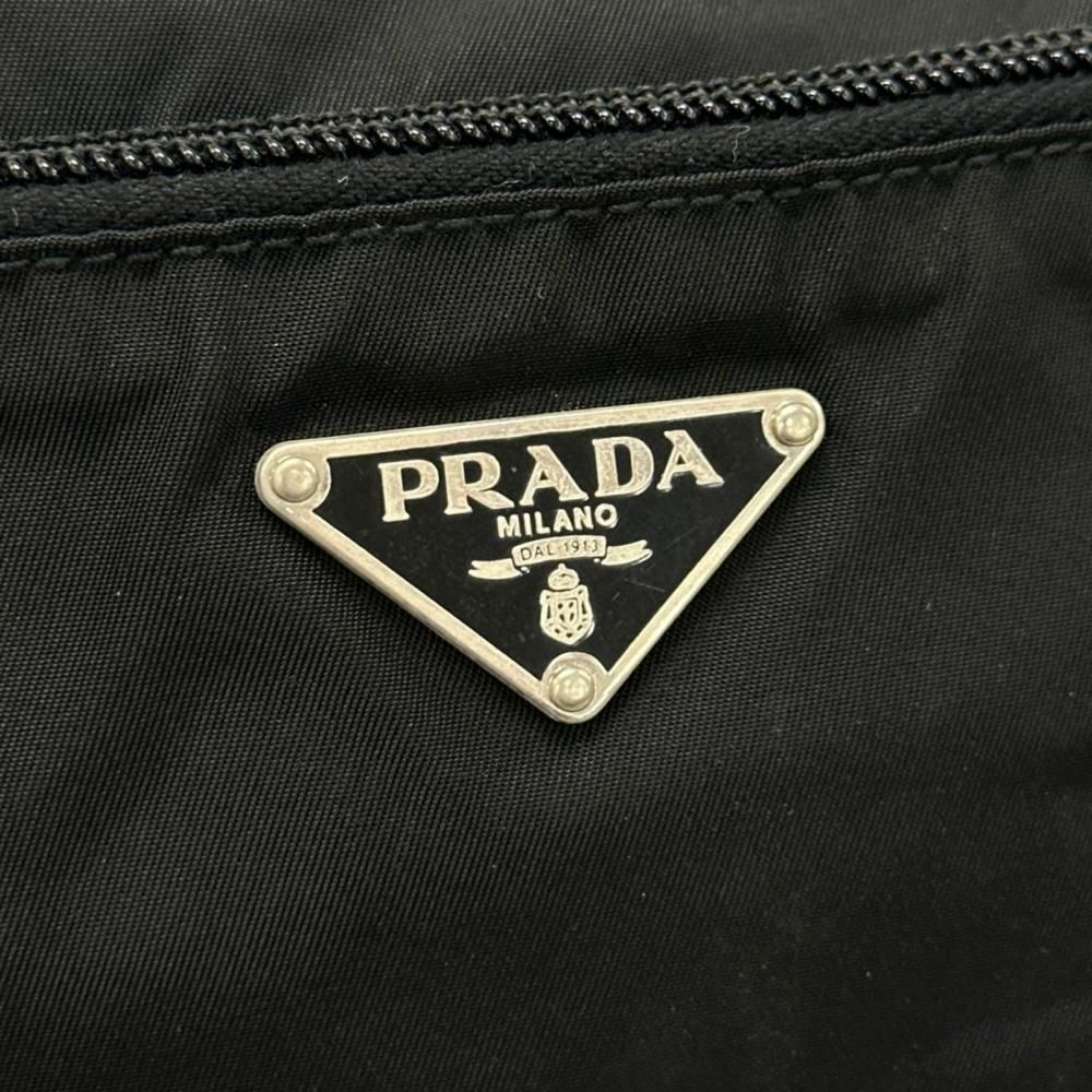 Prada Shoulder Bag Tessuto Triangle Logo Crossbody Nylon Black Silver — view 7