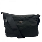Prada Shoulder Bag Tessuto Triangle Logo Crossbody Nylon Black Silver