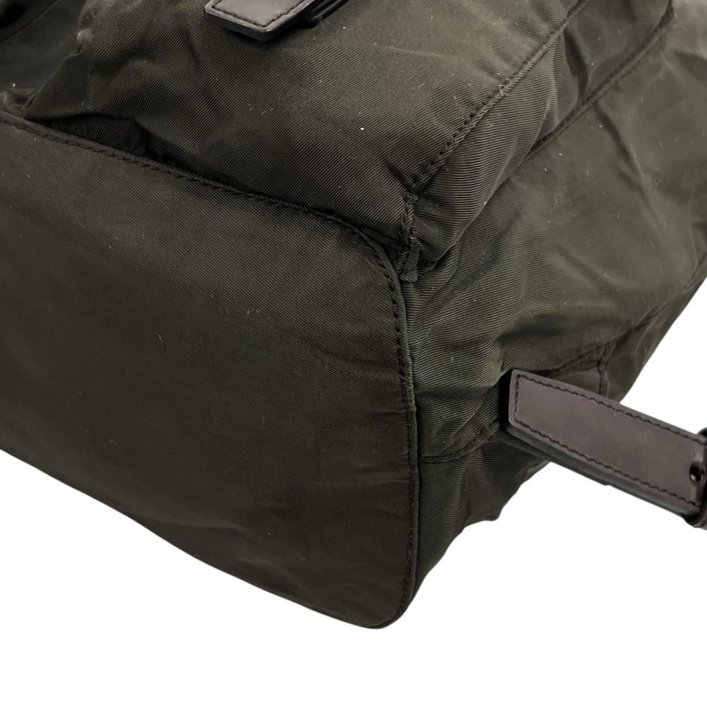 Prada Backpack Tessuto Nylon Leather Khaki Silver — view 8