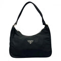 Prada Handbag Tessuto Triangle Logo Nylon Black Silver