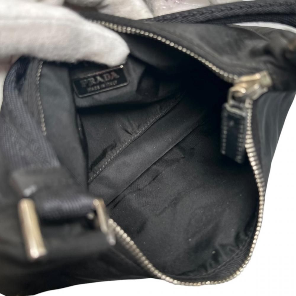 Prada Handbag Tessuto Triangle Logo Nylon Black Silver — view 4