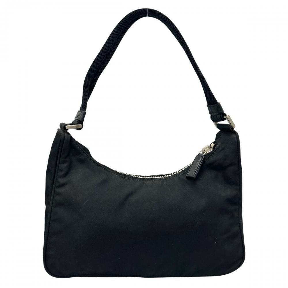 Prada Handbag Tessuto Triangle Logo Nylon Black Silver — view 2