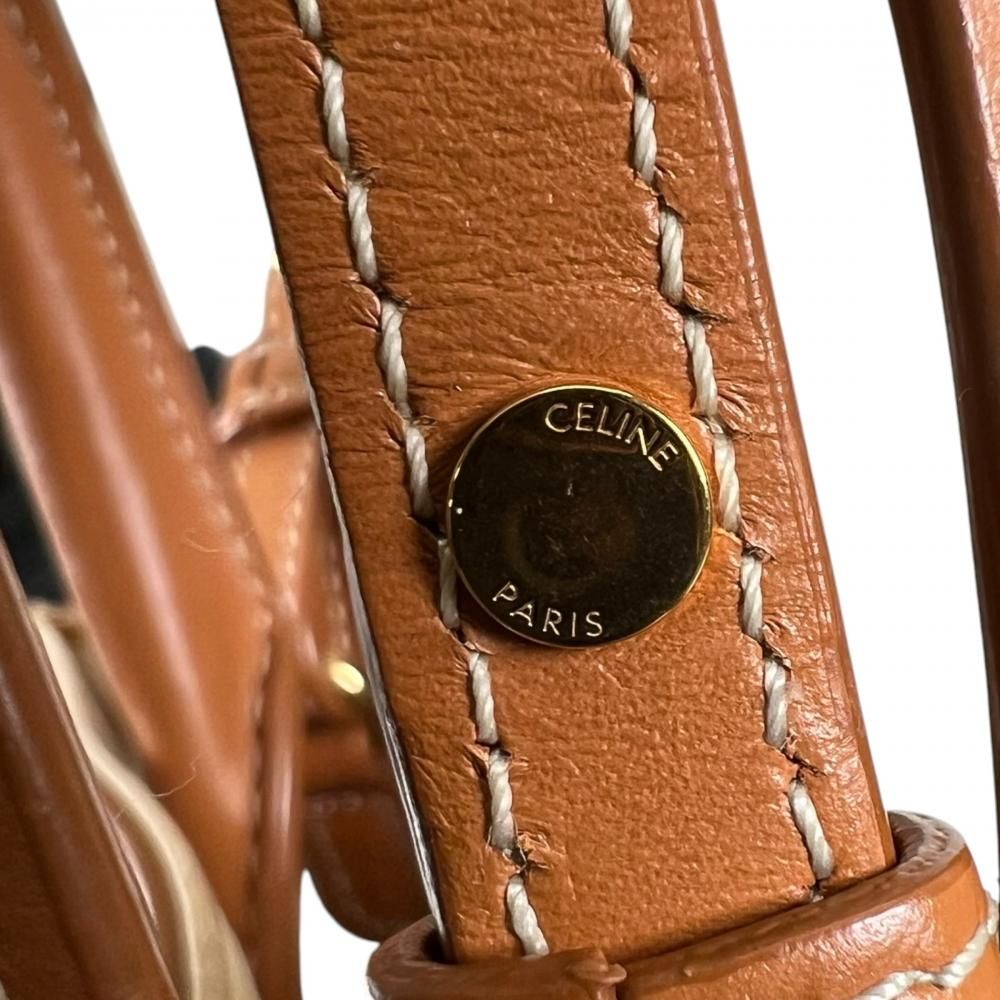 Celine Shoulder Bag Mini Vertical Cabas 2-Way Crossbody Canvas Calfskin — view 7