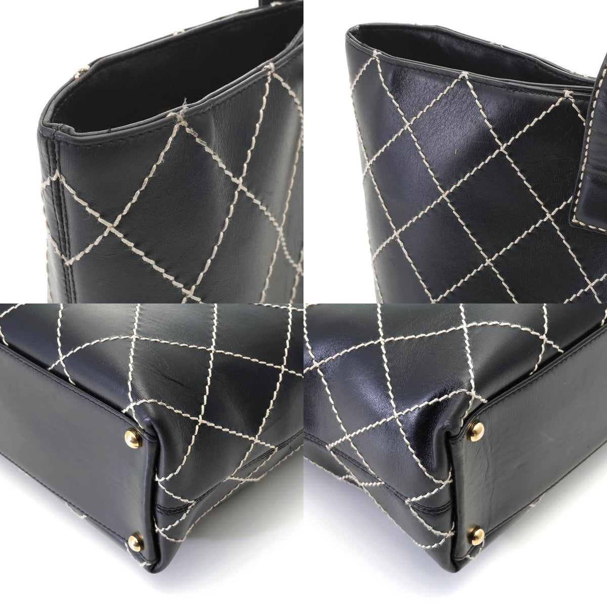 Chanel Wild Stitch Tote Handbag Calfskin Black — view 6