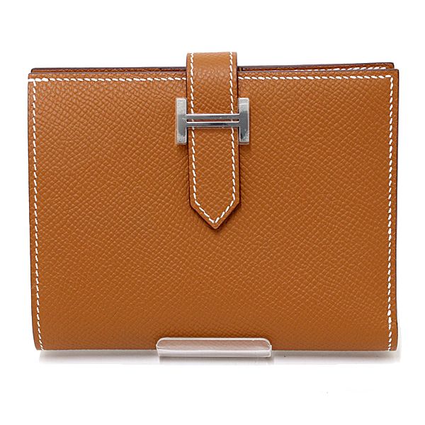 Hermes Bearn Compact Bifold Wallet Veau Epsom Gold Silver