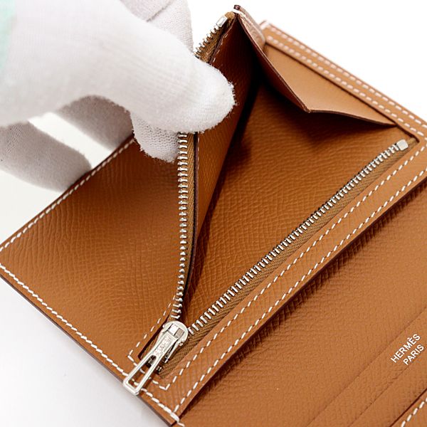 Hermes Bearn Compact Bifold Wallet Veau Epsom Gold Silver — view 5