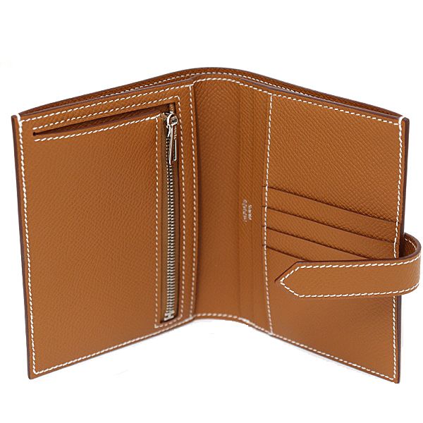 Hermes Bearn Compact Bifold Wallet Veau Epsom Gold Silver — view 4