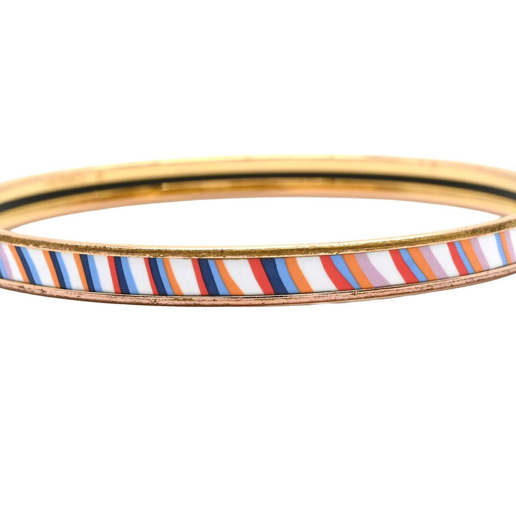 Hermes Bangle Enamel Extra Fan Cloisonne Multicolor Rose Gold PG Bracelet — view 7