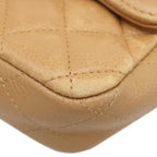 Chanel Shoulder Bag Quilted Chain Caviar Leather Beige Gold Single Flap CC Logo — view 4