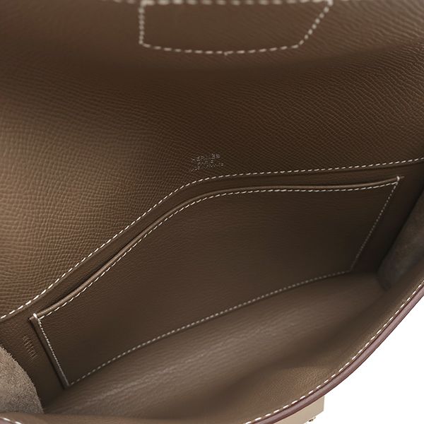 Hermes Clutch Sac a Depeche 24 Veau Epsom Etoupe Silver — view 8