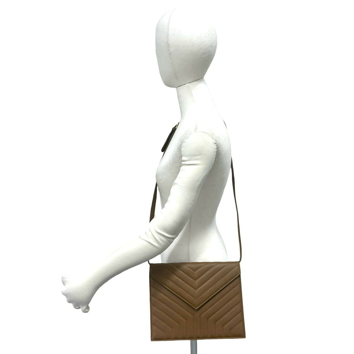 Saint Laurent Vintage Stitch Leather Shoulder Bag Pochette Brown — view 2