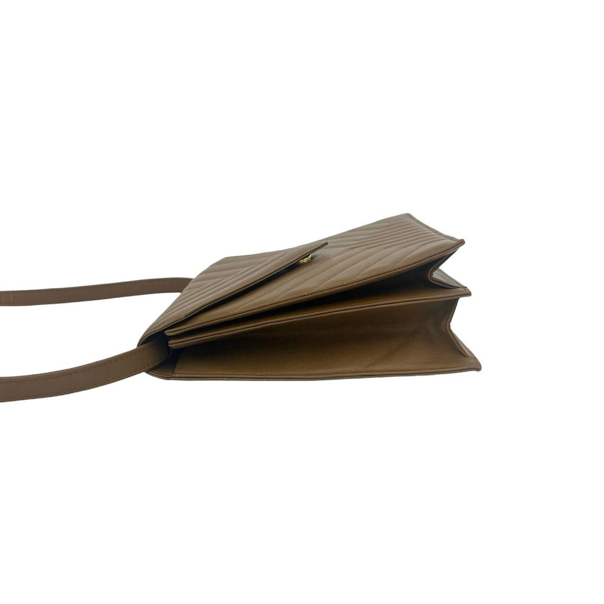 Saint Laurent Vintage Stitch Leather Shoulder Bag Pochette Brown — view 5