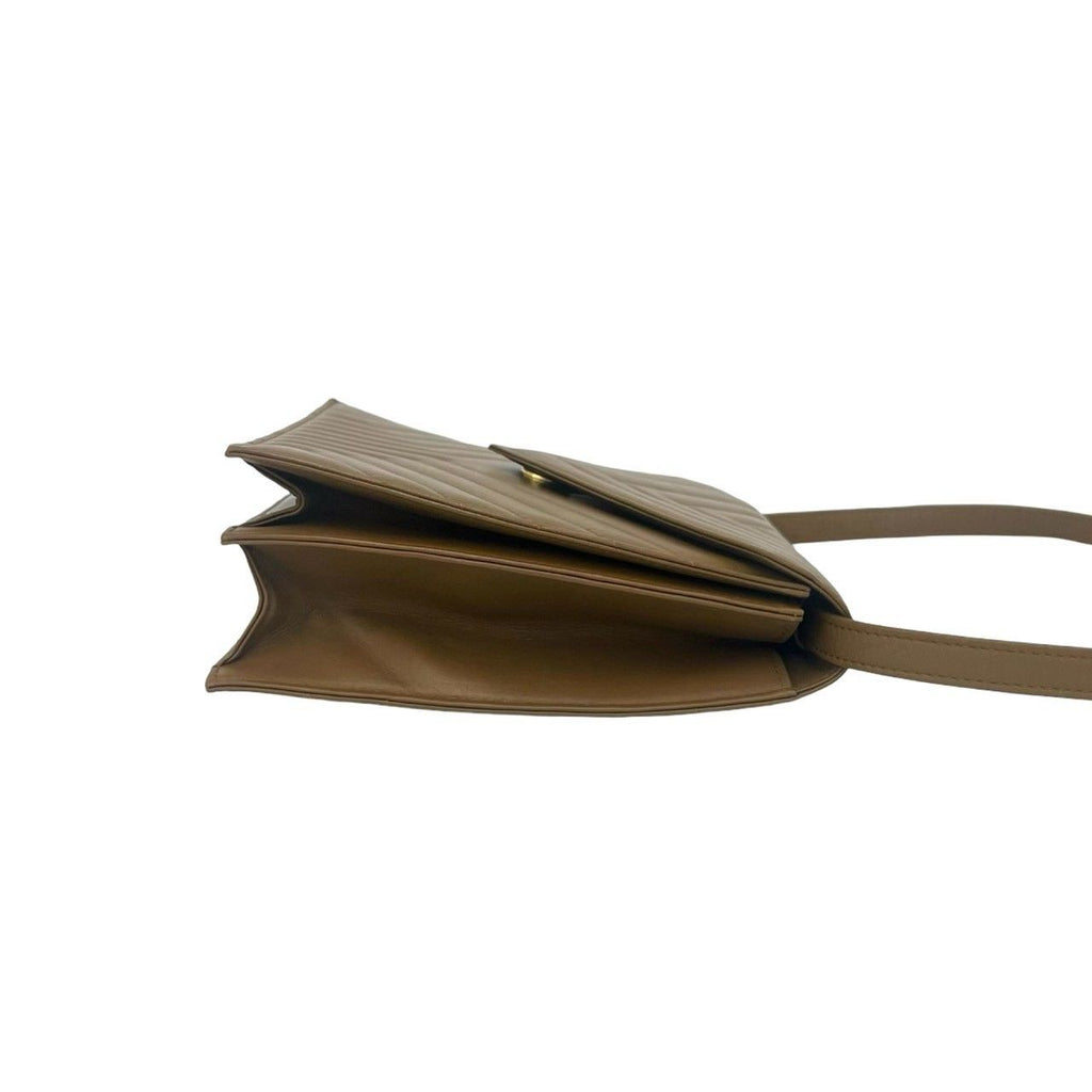 Saint Laurent Vintage Stitch Leather Shoulder Bag Pochette Brown — view 6