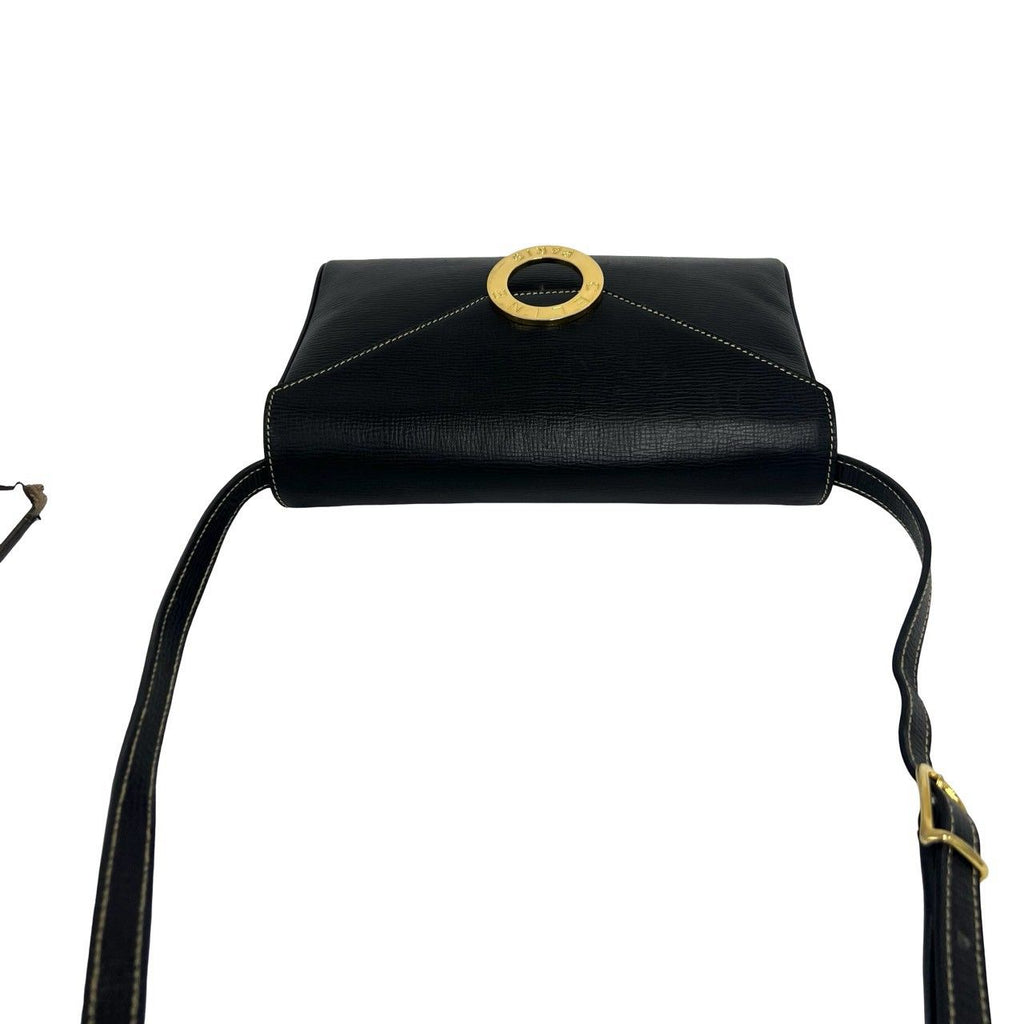 Celine Vintage Circle Logo Leather Shoulder Bag Pochette Crossbody Black — view 4