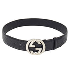 Gucci Belt Interlocking G Guccissima Leather Black 85 Cool — view 2