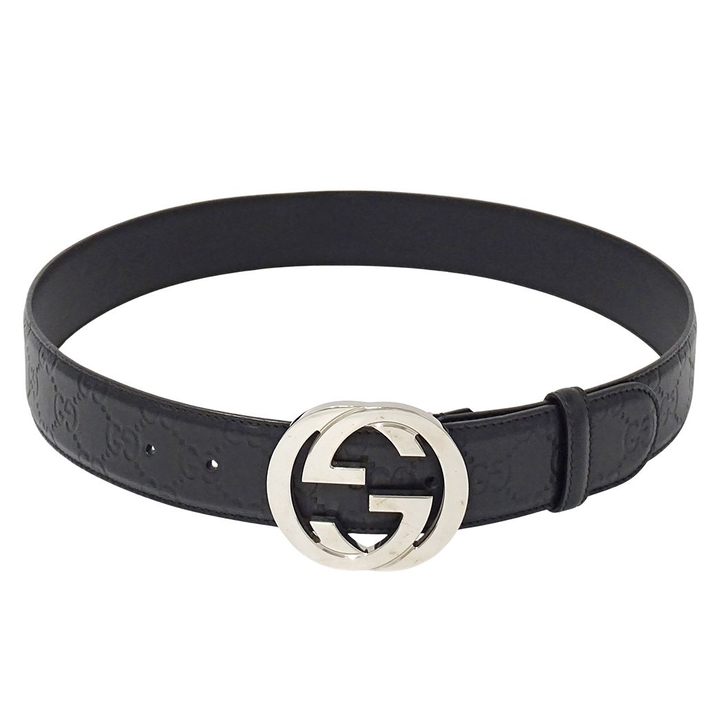 Gucci Belt Interlocking G Guccissima Leather Black 85 Cool — view 2