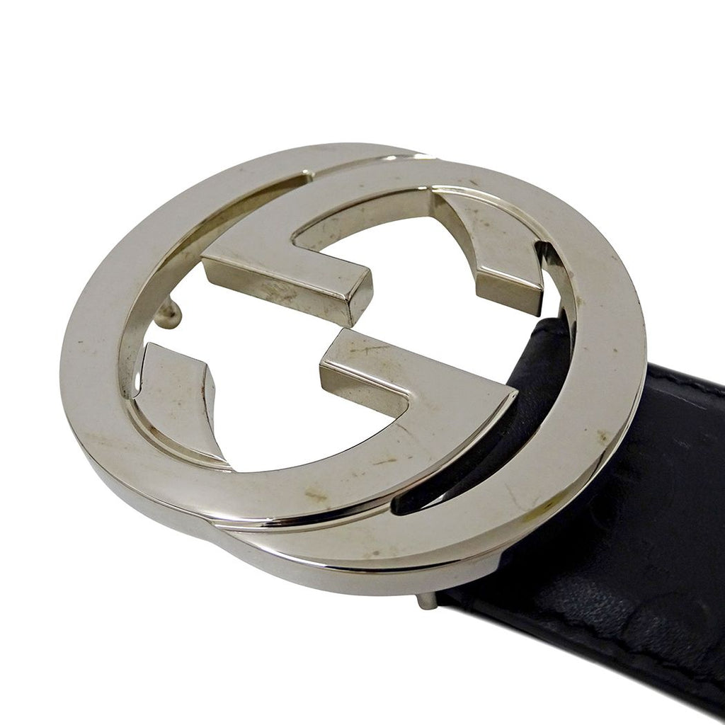 Gucci Belt Interlocking G Guccissima Leather Black 85 Cool — view 7