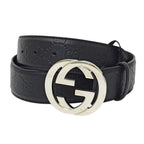 Gucci Belt Interlocking G Guccissima Leather Black 85 Cool