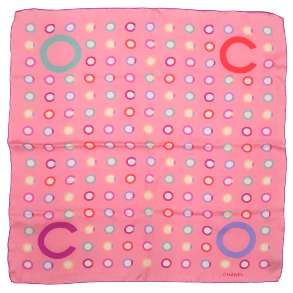 Chanel Logo Scarf Silk Pink