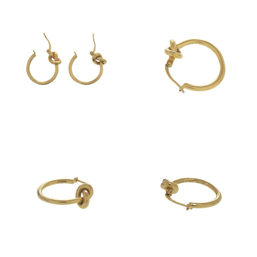 Celine Knot Hoop Earrings Gold — view 4