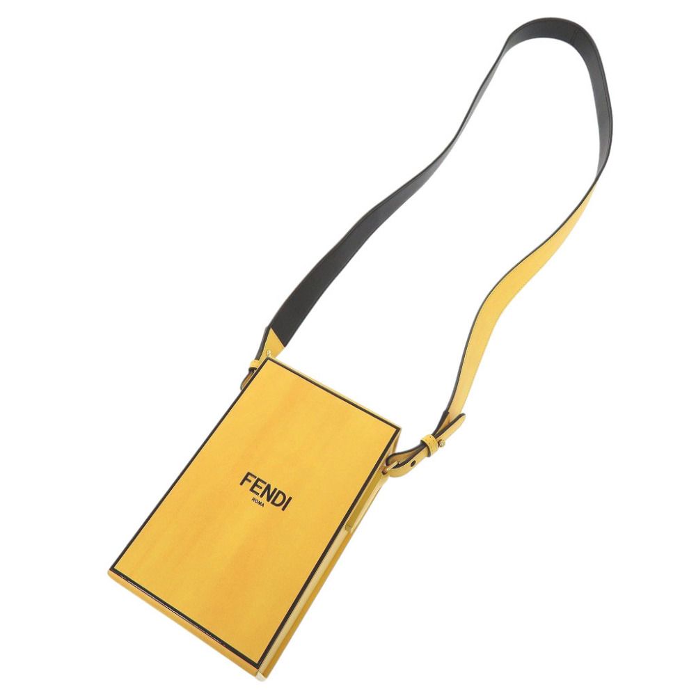 Fendi Vertical Box Leather Yellow Shoulder Bag — view 5