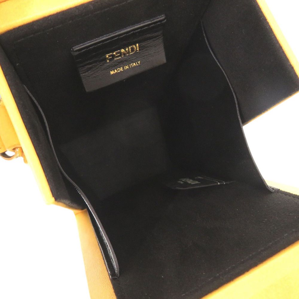 Fendi Vertical Box Leather Yellow Shoulder Bag — view 6