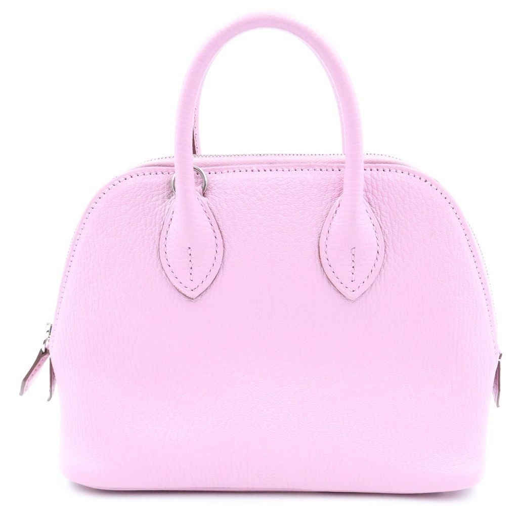 Hermes Bolide 1923 Mini Mauve Sylvestre Gable 2-Way Shoulder Bag Pink Silver