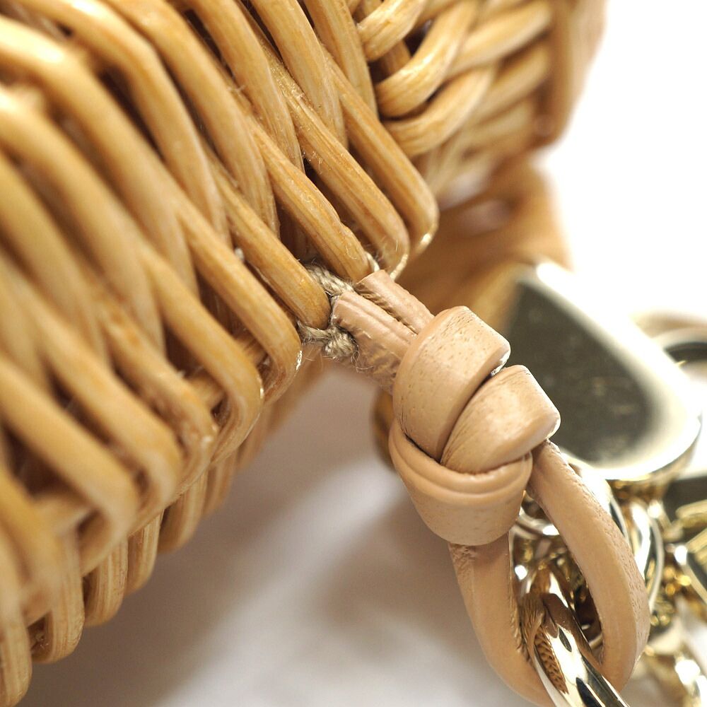 Dior Wommw Dioriviera Elephant Bag Charm Raffia Beige Gold Key Holder Strap — view 6