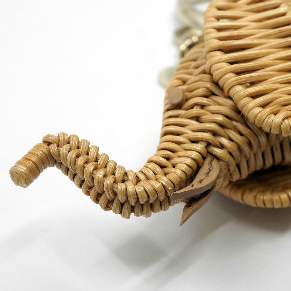 Dior Wommw Dioriviera Elephant Bag Charm Raffia Beige Gold Key Holder Strap — view 7