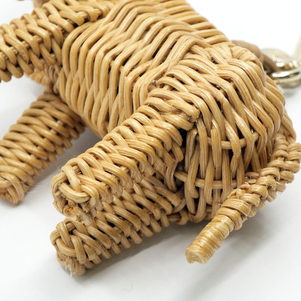 Dior Wommw Dioriviera Elephant Bag Charm Raffia Beige Gold Key Holder Strap — view 8