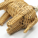 Dior Wommw Dioriviera Elephant Bag Charm Raffia Beige Gold Key Holder Strap — view 8