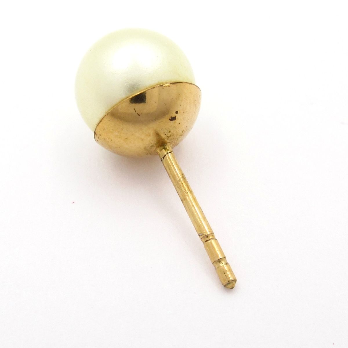 Dior Earrings Tribal Ball Gold Ivory Clear Pearl Rhinestone One Side — view 4