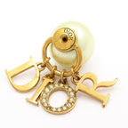 Dior Earrings Tribal Ball Gold Ivory Clear Pearl Rhinestone One Side — view 5